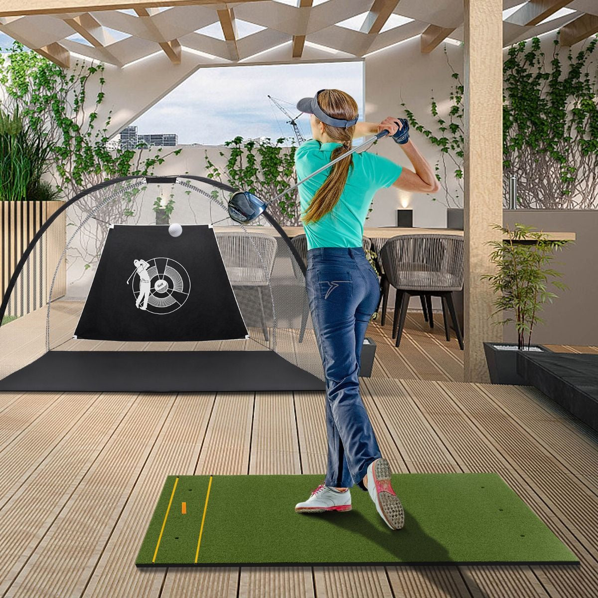 20 Mm Golf Hitting Mat Includes 2 Rubber Tees and 2 Alignment Sticks