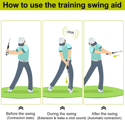 Retractable Golf Swing Aid for Golf Speed Training, Rhythm Click Golf Swing Trainer for Indoor Golf Practice & Outdoor Warm Up, Golf Grip Trainer for Improving Hitting Strength & Tempo