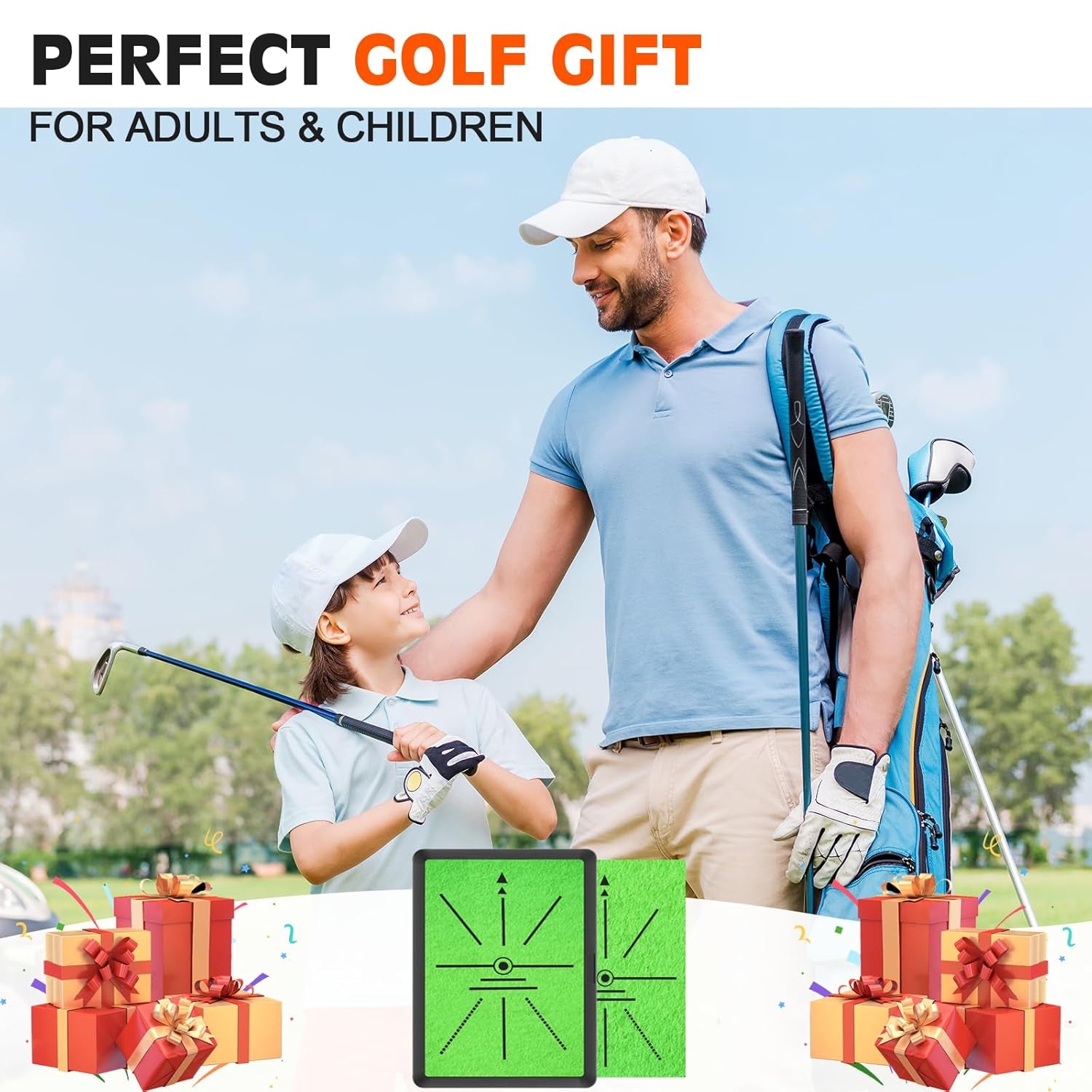 Golf Hitting Mat, Golf Mat Practice Indoor & Outdoor for Swing Path Feedback, 16"X12" Replaceable Golf Putting/Training/Swing Mat, Golf Accessories for Men & Women