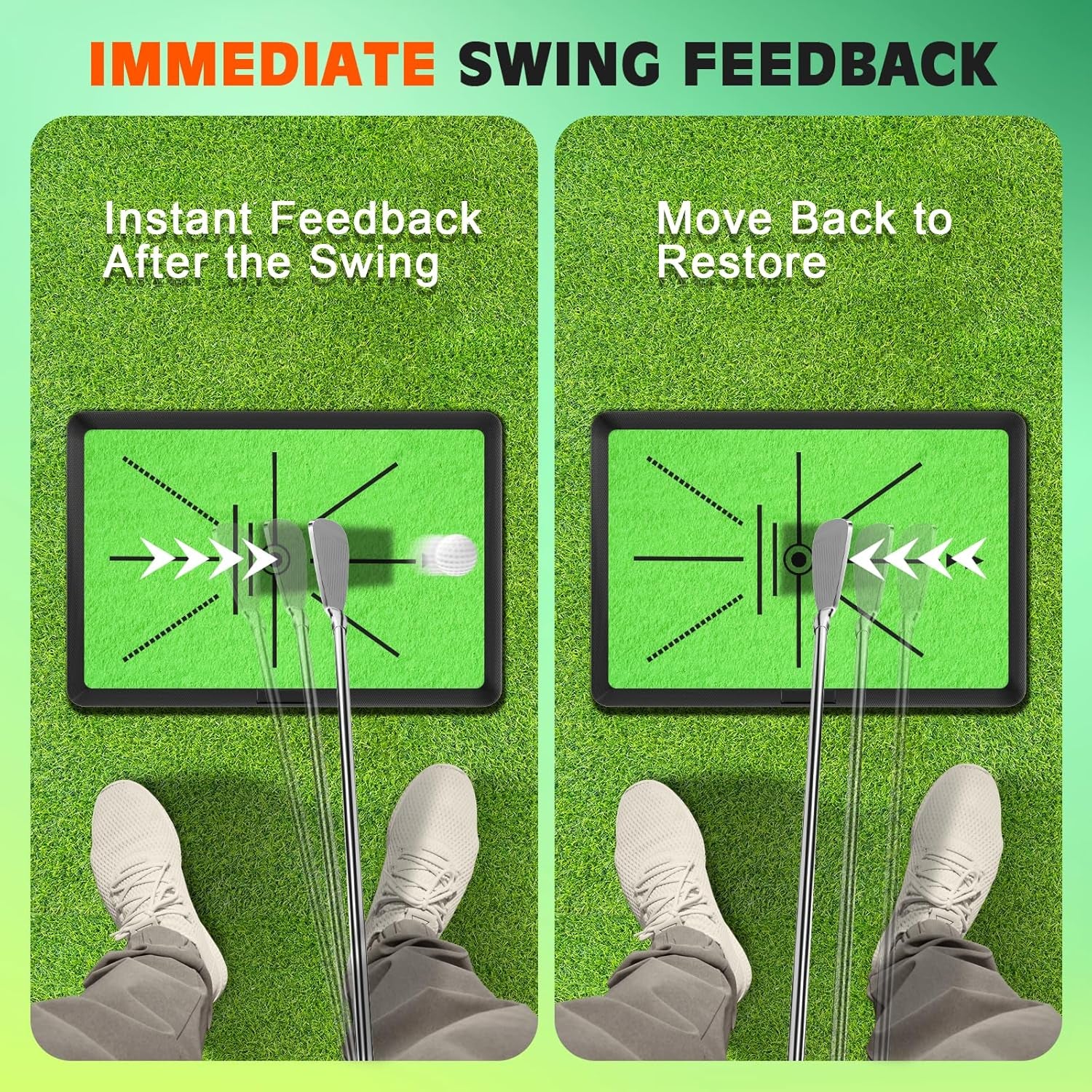 Golf Hitting Mat, Golf Mat Practice Indoor & Outdoor for Swing Path Feedback, 16"X12" Replaceable Golf Putting/Training/Swing Mat, Golf Accessories for Men & Women