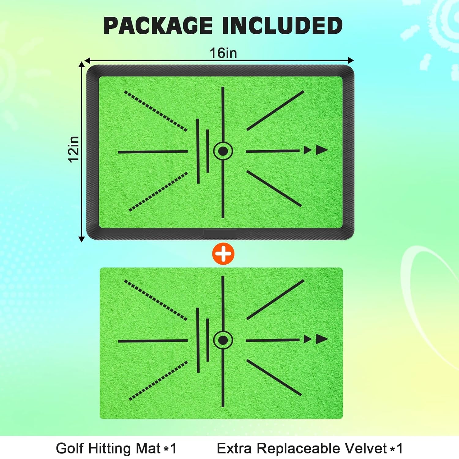 Golf Hitting Mat, Golf Mat Practice Indoor & Outdoor for Swing Path Feedback, 16"X12" Replaceable Golf Putting/Training/Swing Mat, Golf Accessories for Men & Women